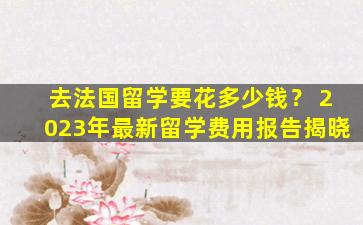 去法国留学要花多少钱？ 2023年最新留学费用报告揭晓